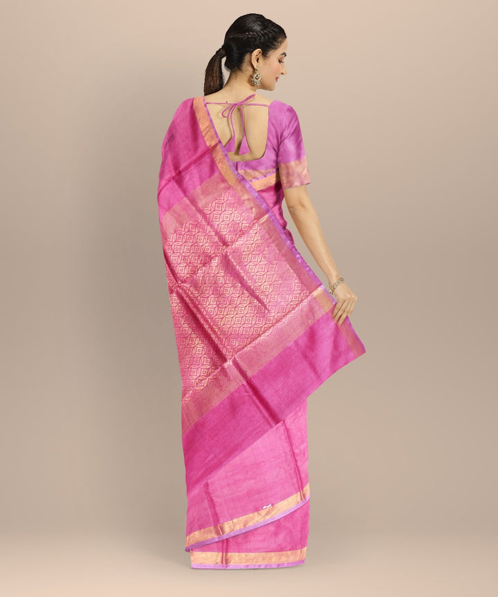Pink golden tussar silk chhattisgarh handwoven saree