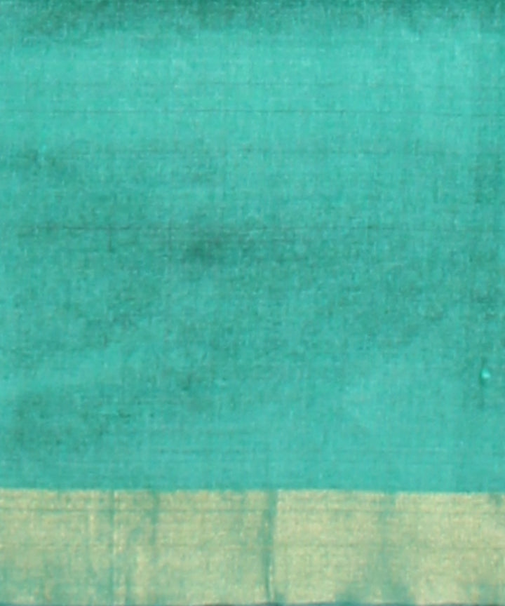 Cyan green silver tussar silk handwoven chhattisgarh saree