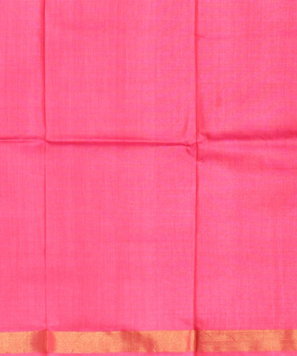 Pink golden tussar silk handwoven chhattisgarh saree