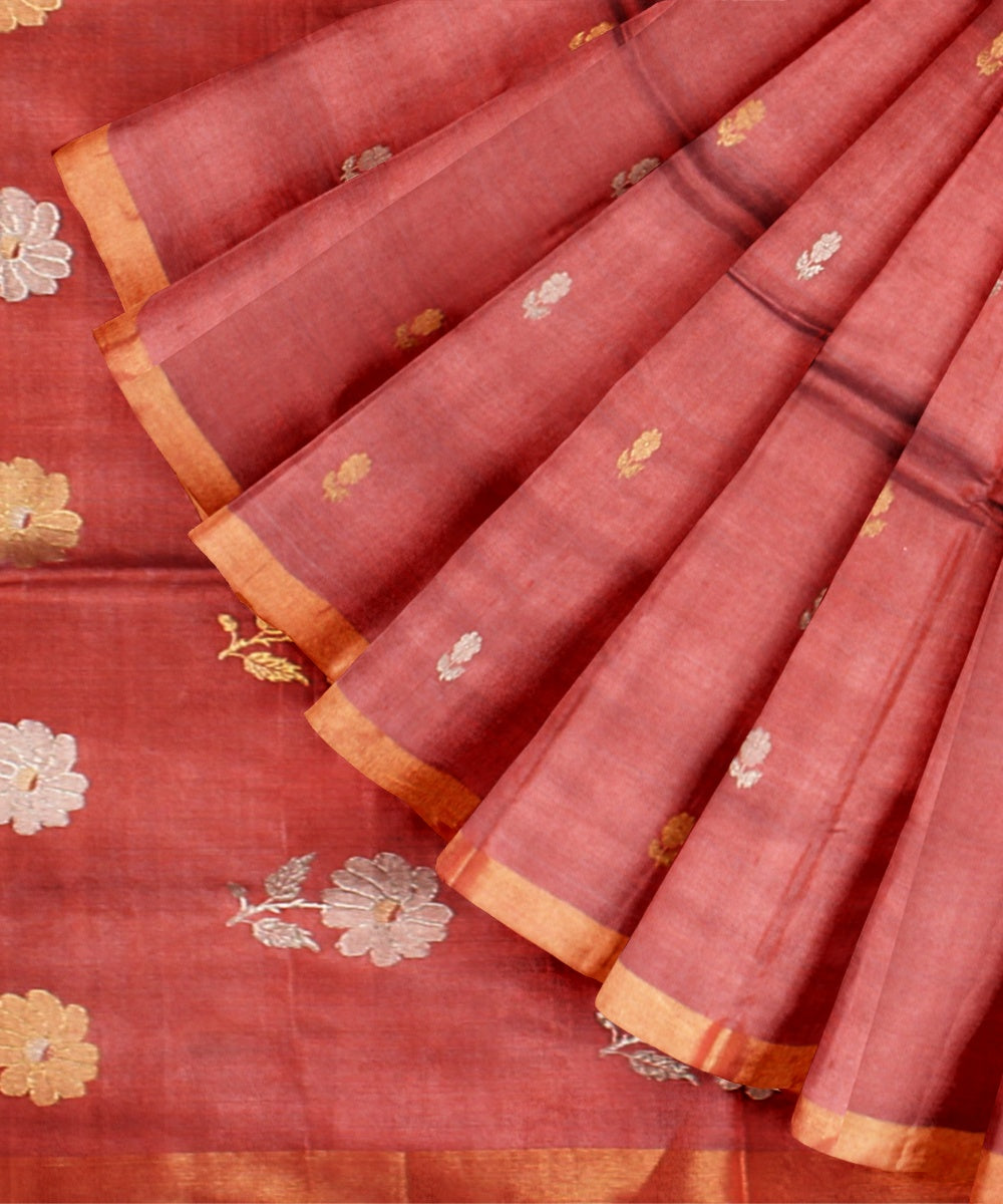 Brown tussar silk chhattisgarh handwoven saree