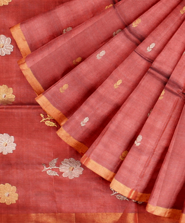 Brown tussar silk chhattisgarh handwoven saree