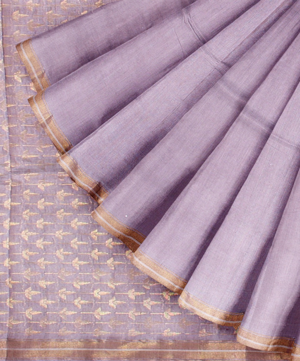 Lavender tussar silk handwoven chhattisgarh saree