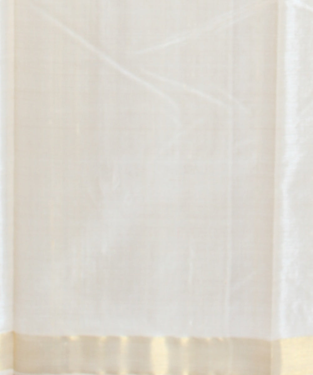 Cream golden tussar silk handwoven chhattisgarh saree