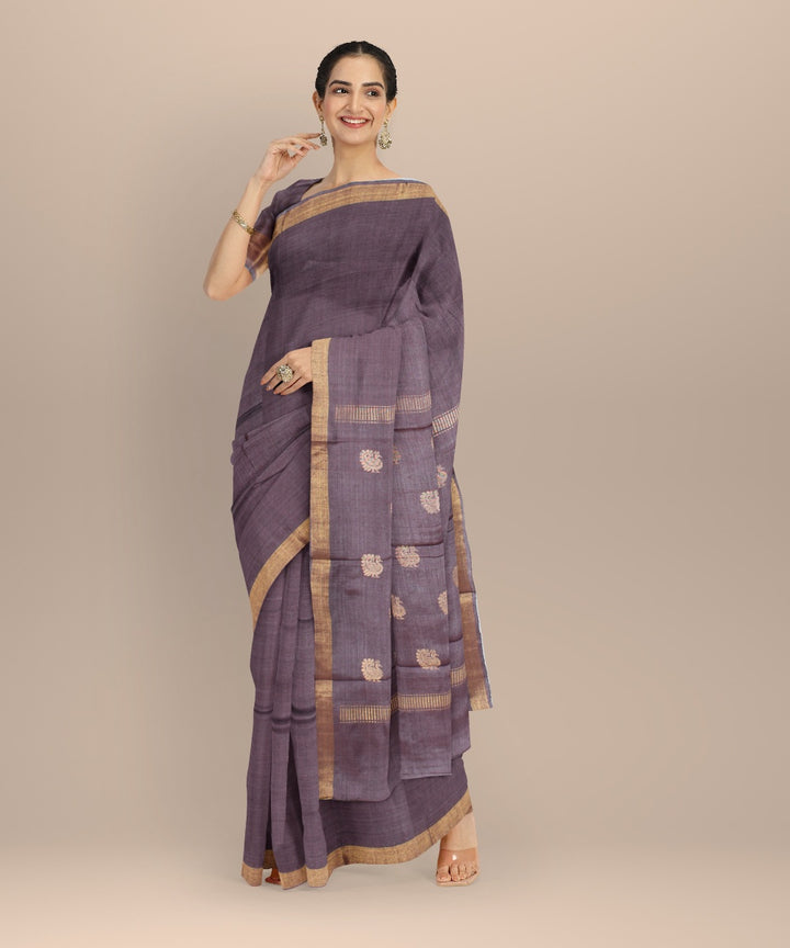 Violet tussar silk handwoven chhattisgarh saree