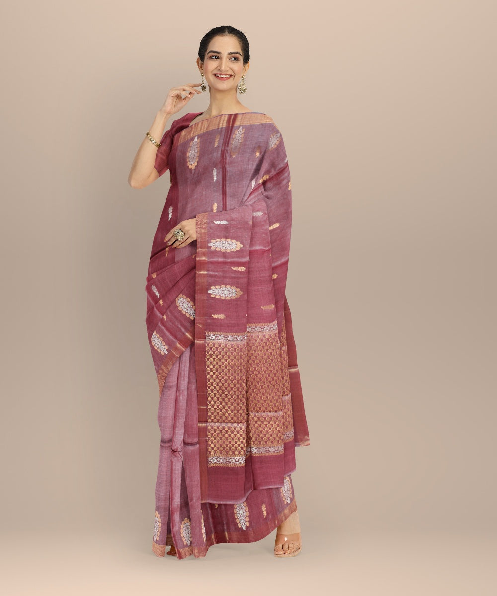 Maroon tussar silk handwoven chhattisgarh saree