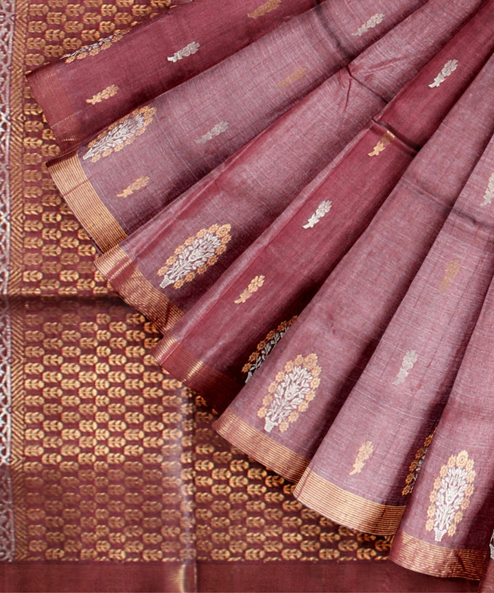 Maroon tussar silk handwoven chhattisgarh saree