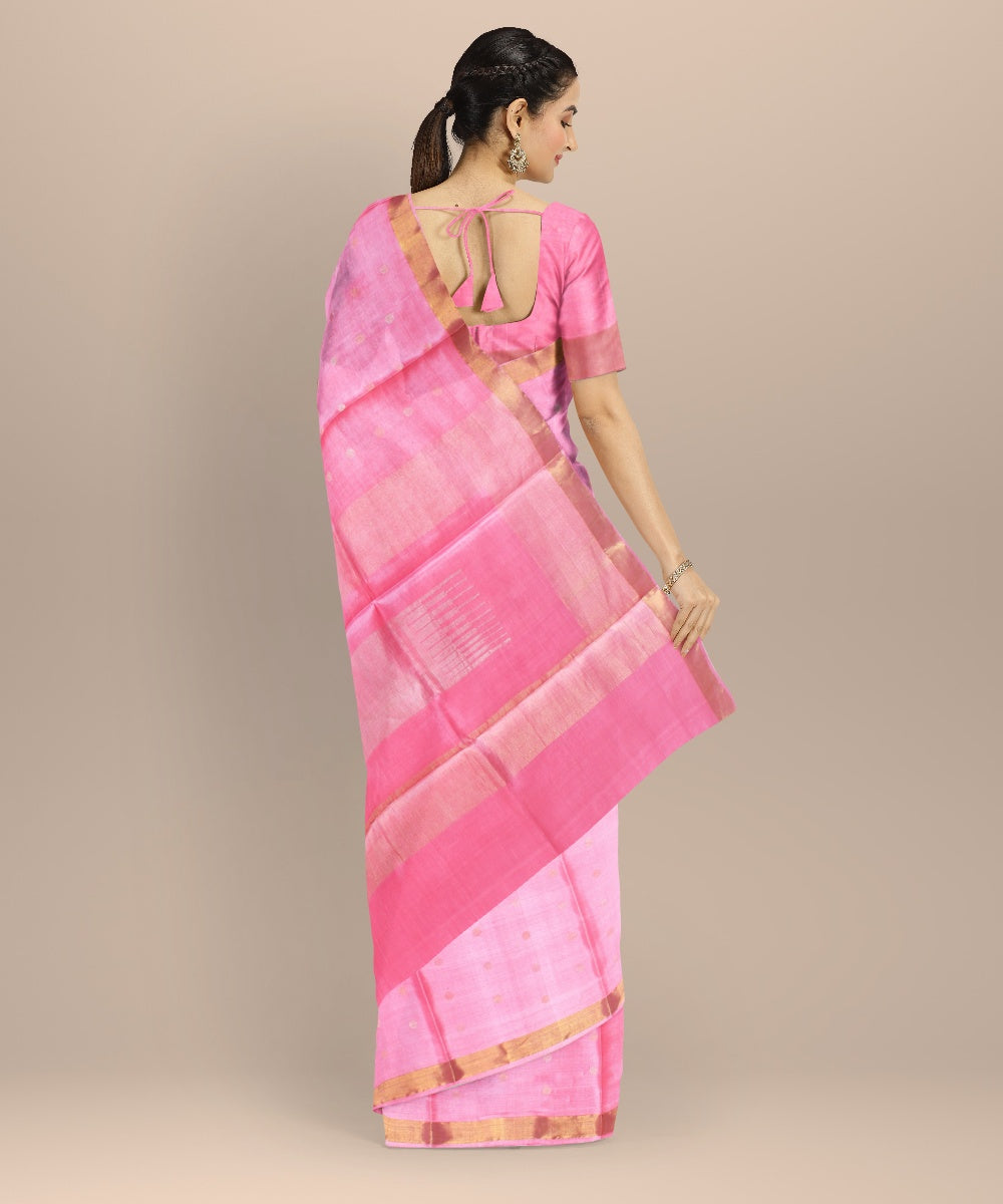 Pink tussar silk handloom chhattisgarh saree