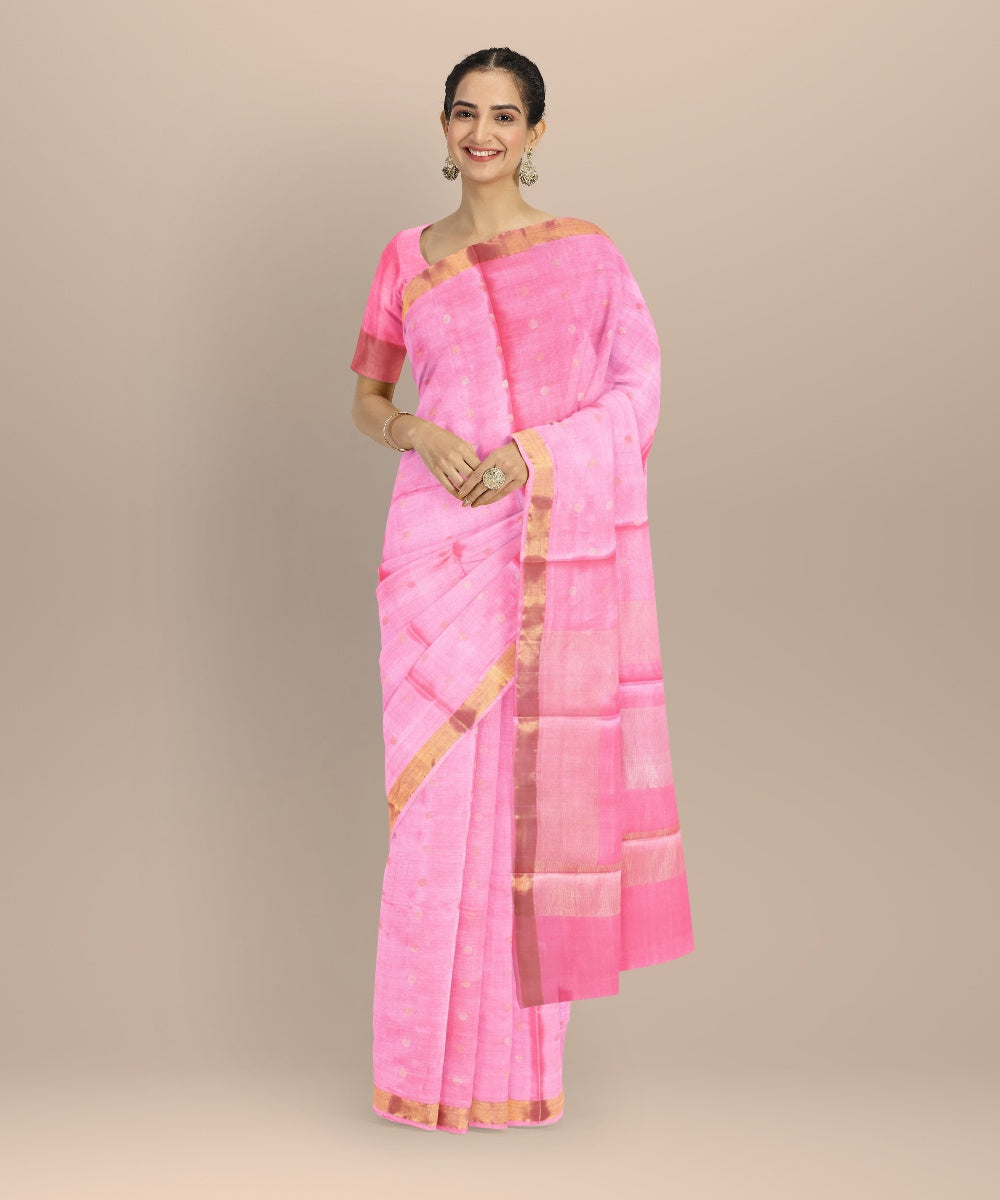 Pink tussar silk handloom chhattisgarh saree