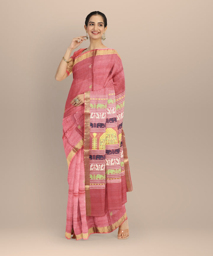 Brown tussar silk handwoven chhattisgarh saree