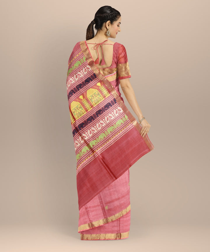 Brown tussar silk handwoven chhattisgarh saree