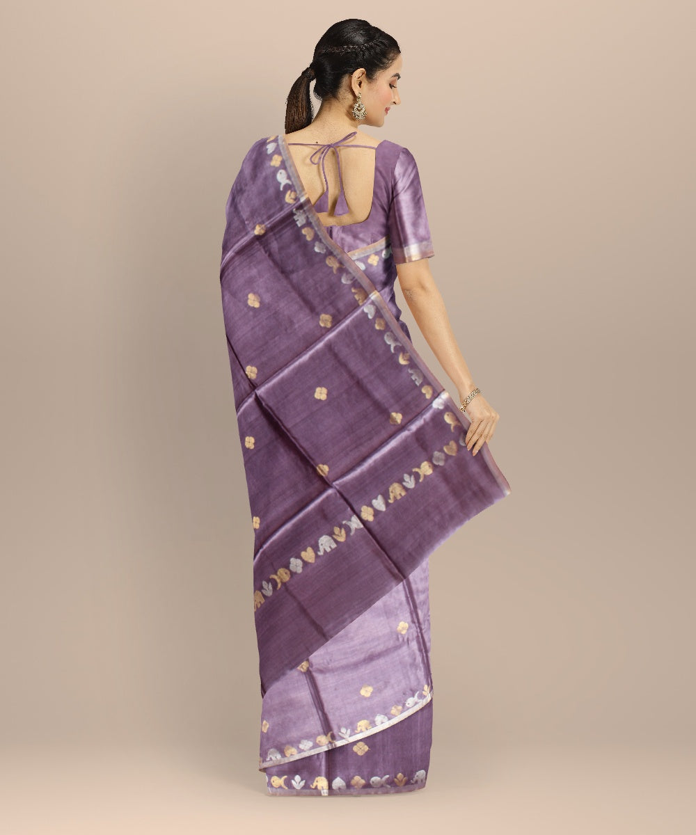 Purple tussar silk handwoven chhattisgarh saree