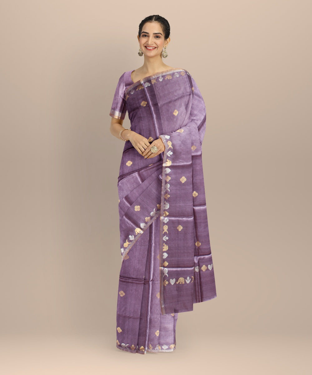 Purple tussar silk handwoven chhattisgarh saree