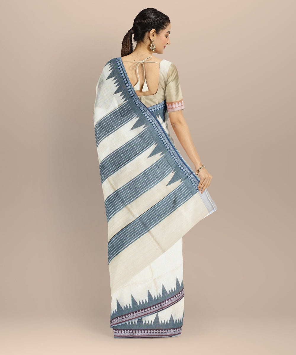 Cream grey tussar silk handwoven chhattisgarh saree