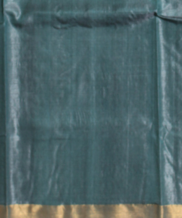 Turquoise handwoven tussar silk chhattisgarh saree