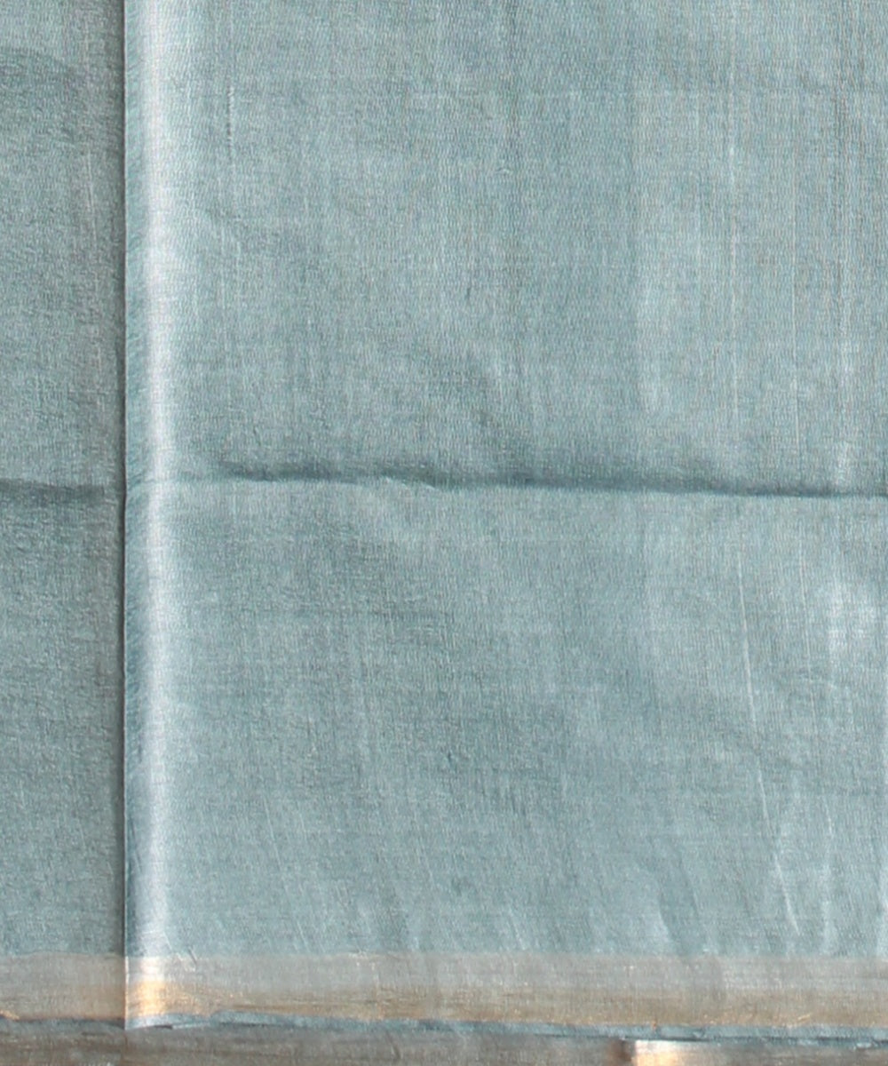 Turquoise tussar silk handwoven chhattisgarh saree