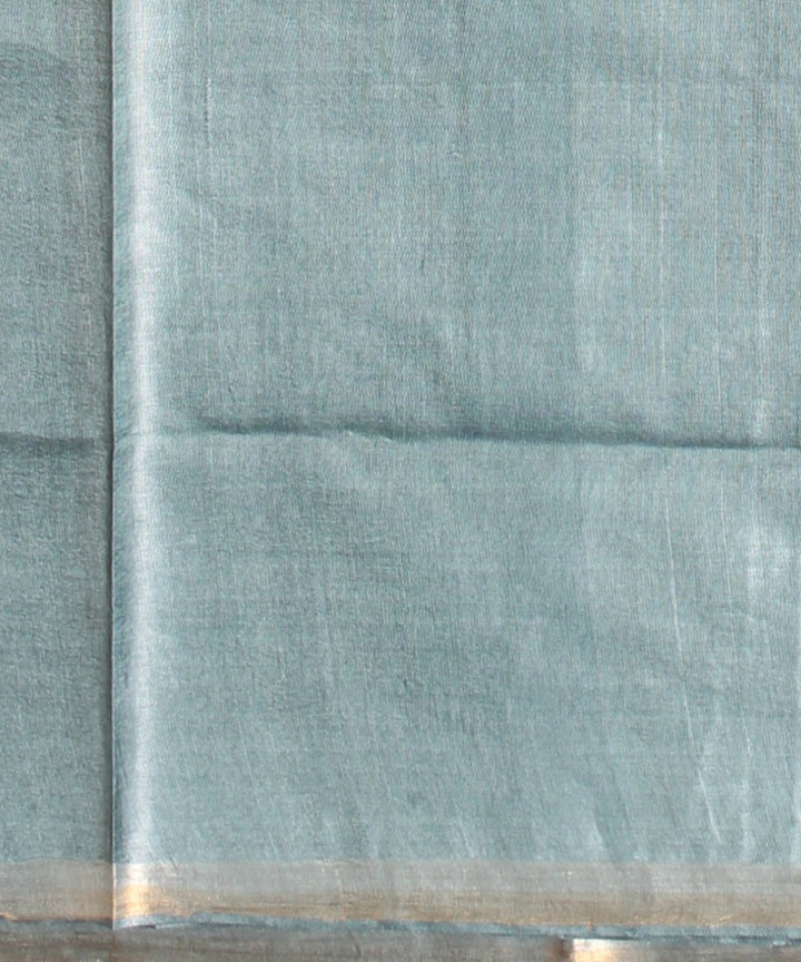 Turquoise tussar silk handwoven chhattisgarh saree