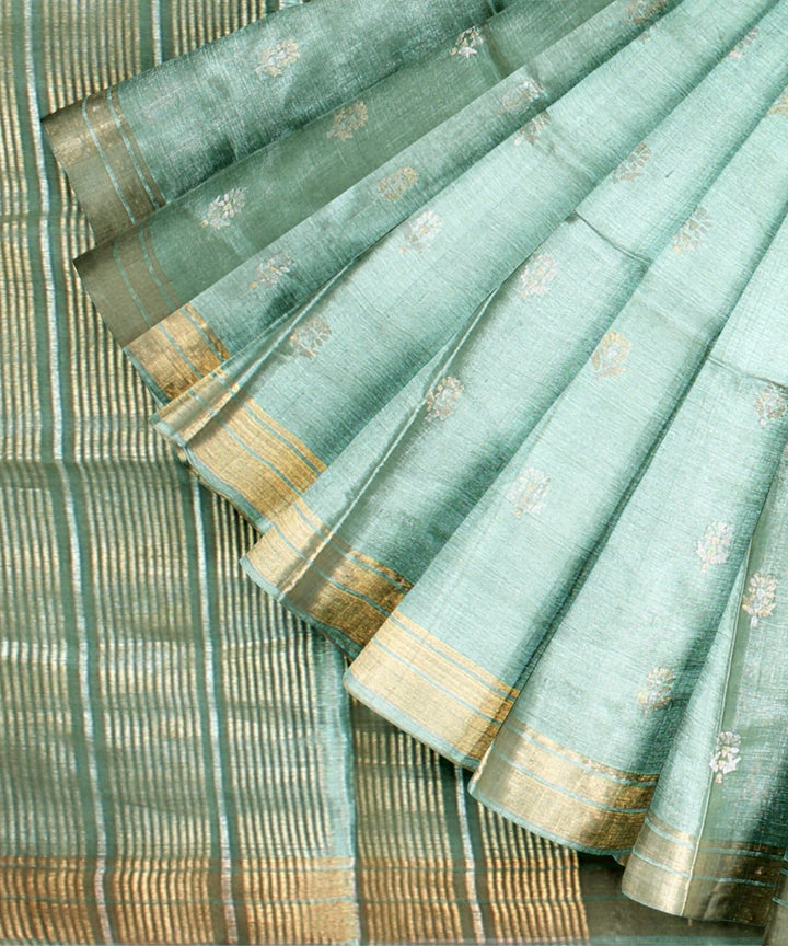 Olive green tussar silk handwoven chhattisgarh saree