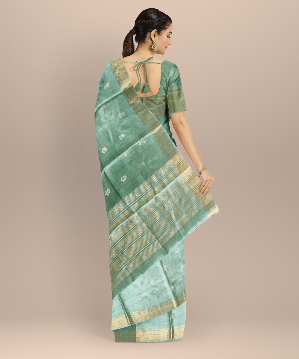 Olive green tussar silk handwoven chhattisgarh saree