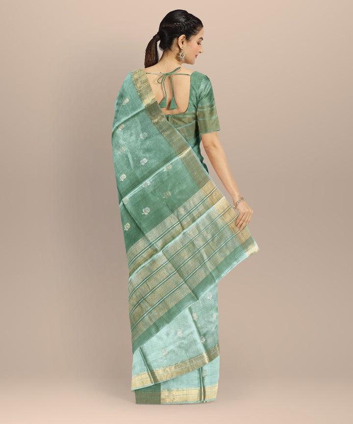 Olive green tussar silk handwoven chhattisgarh saree