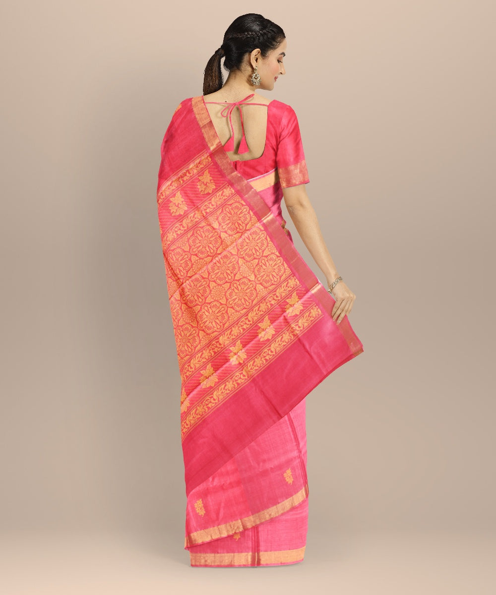 Beige dark green tussar silk handwoven chhattisgarh saree