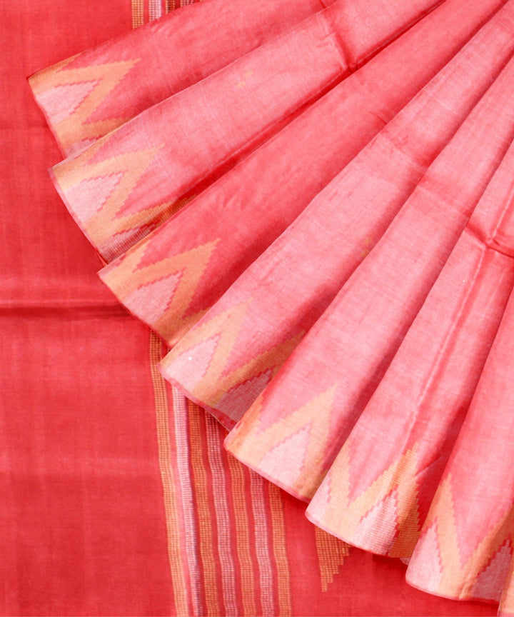Peach tussar silk handwoven chhattisgarh saree