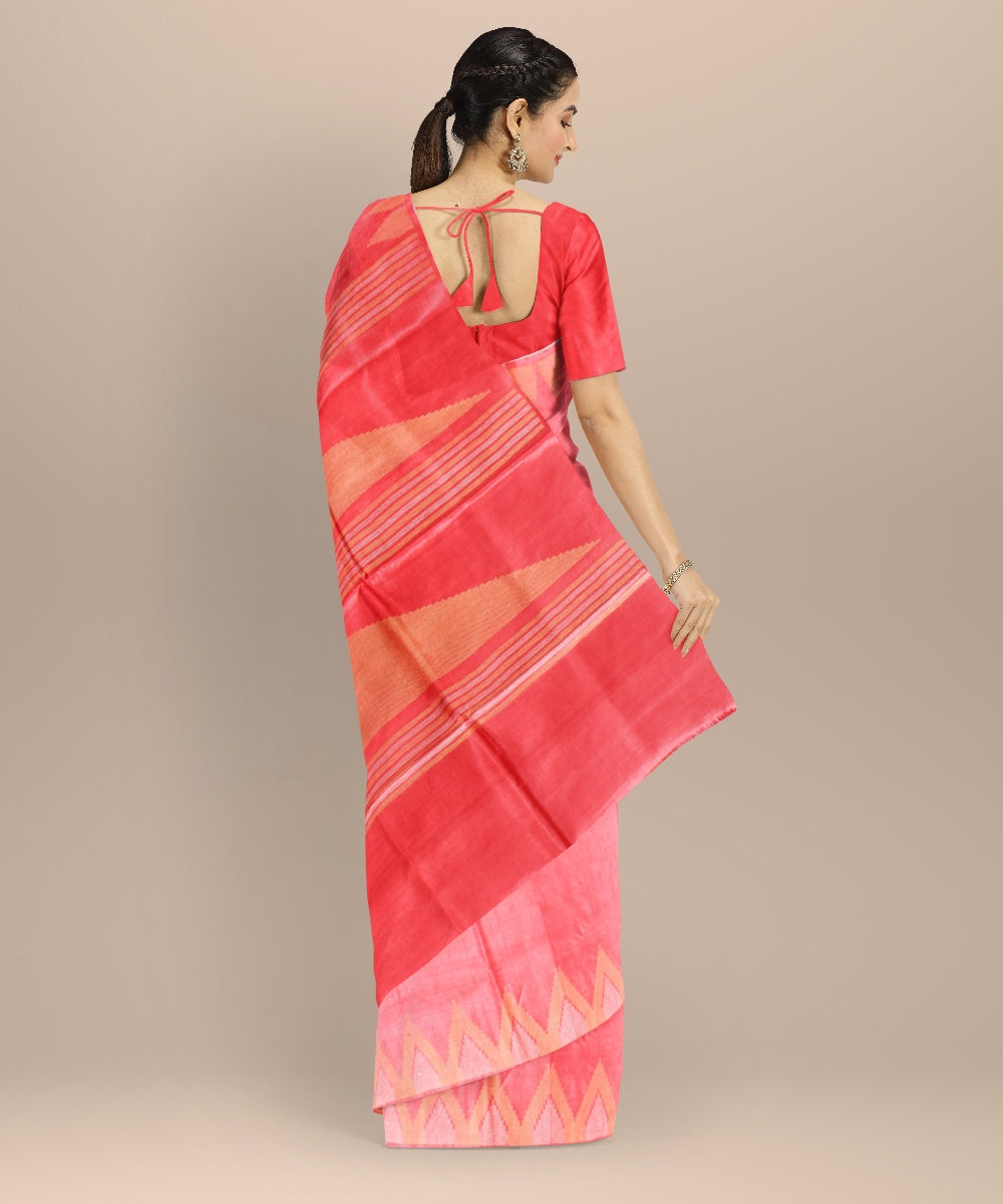 Peach tussar silk handwoven chhattisgarh saree
