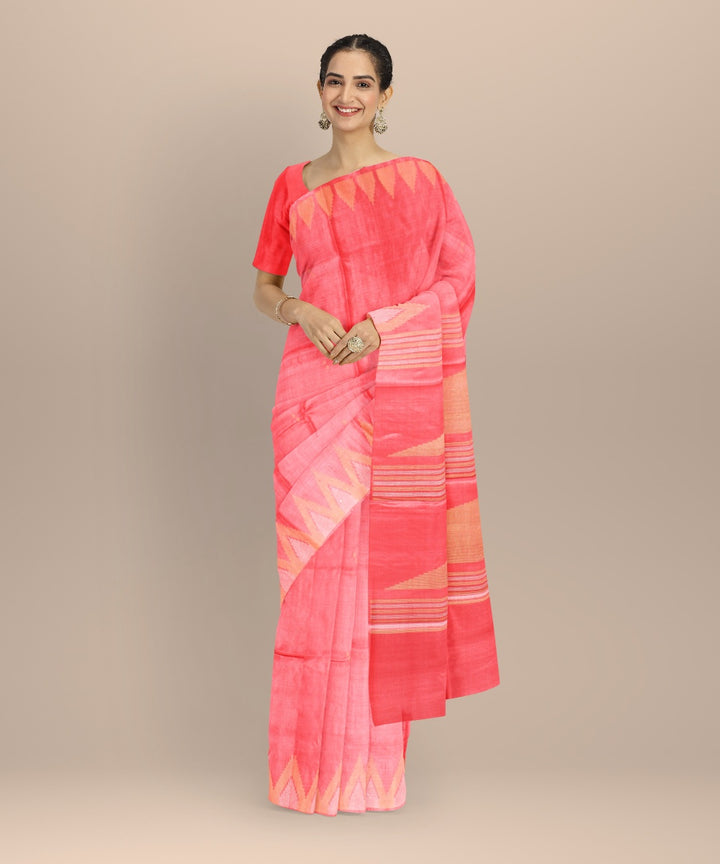 Peach tussar silk handwoven chhattisgarh saree