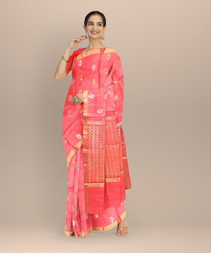 Orange handwoven tussar silk chhattisgarh saree