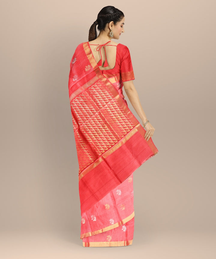 Orange handwoven tussar silk chhattisgarh saree