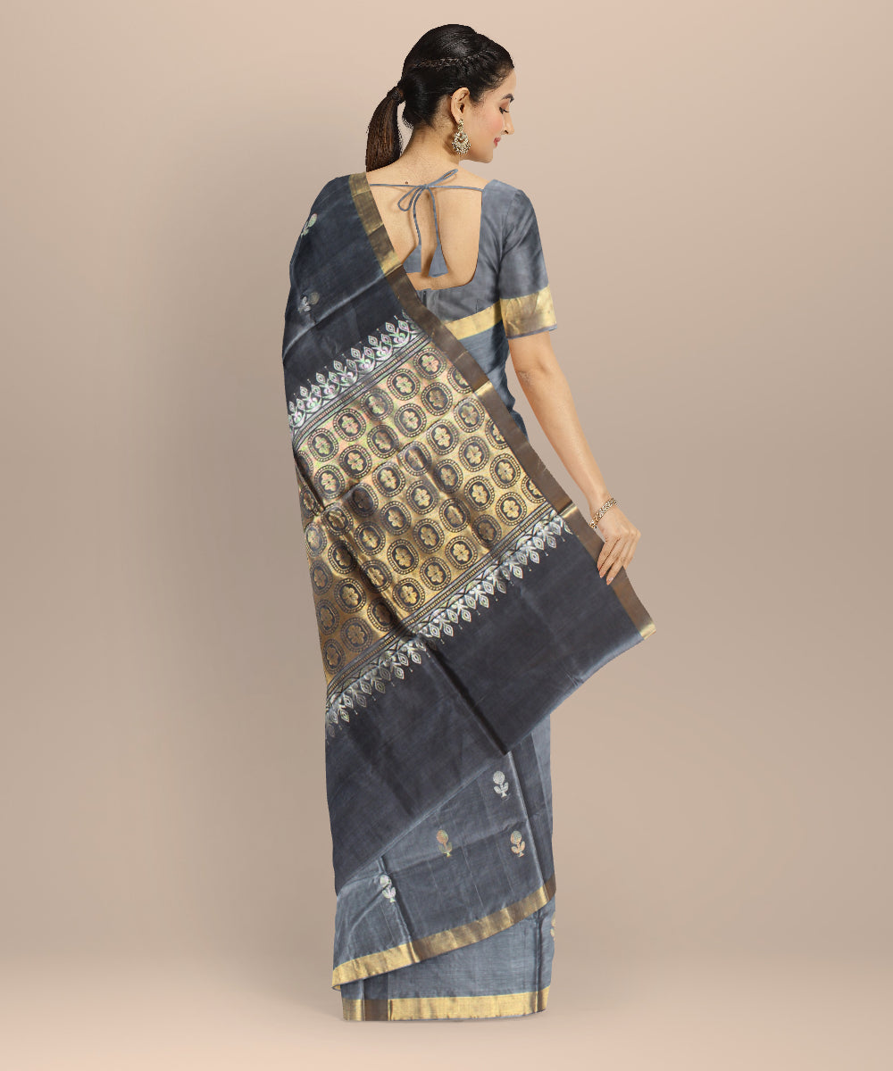 Grey tussar silk handloom chhattisgarh saree
