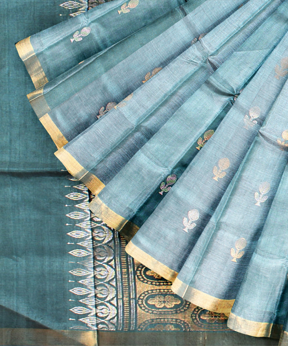 Dark green tussar silk hand woven chhattisgarh saree