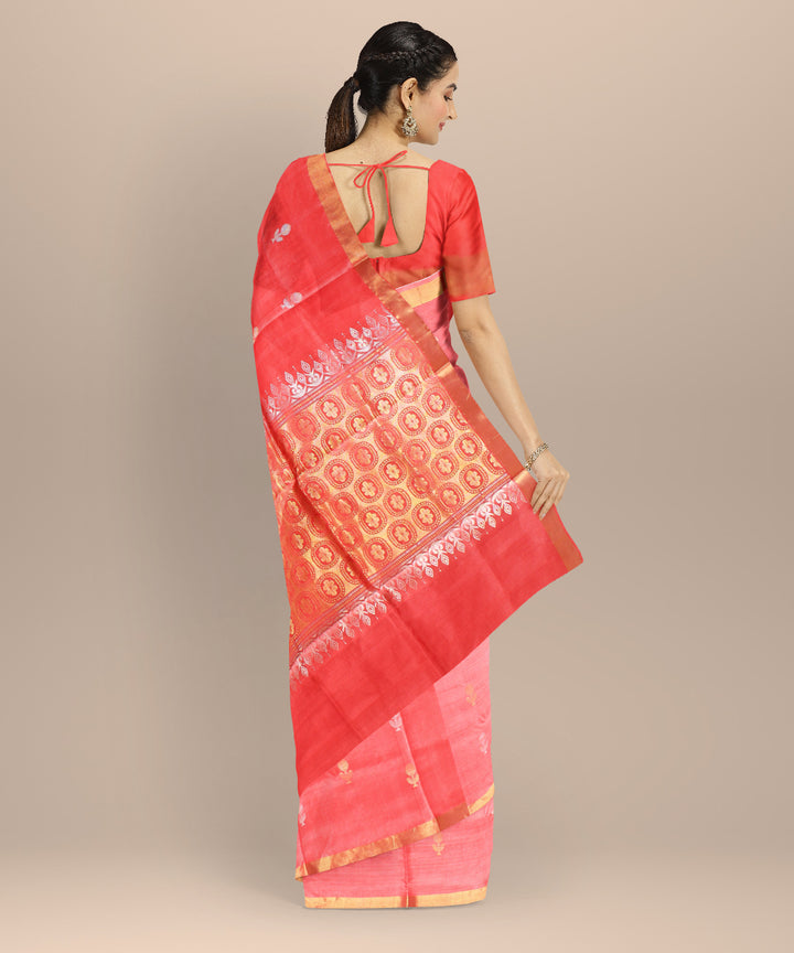 Orange tussar silk handwoven chhattisgarh saree