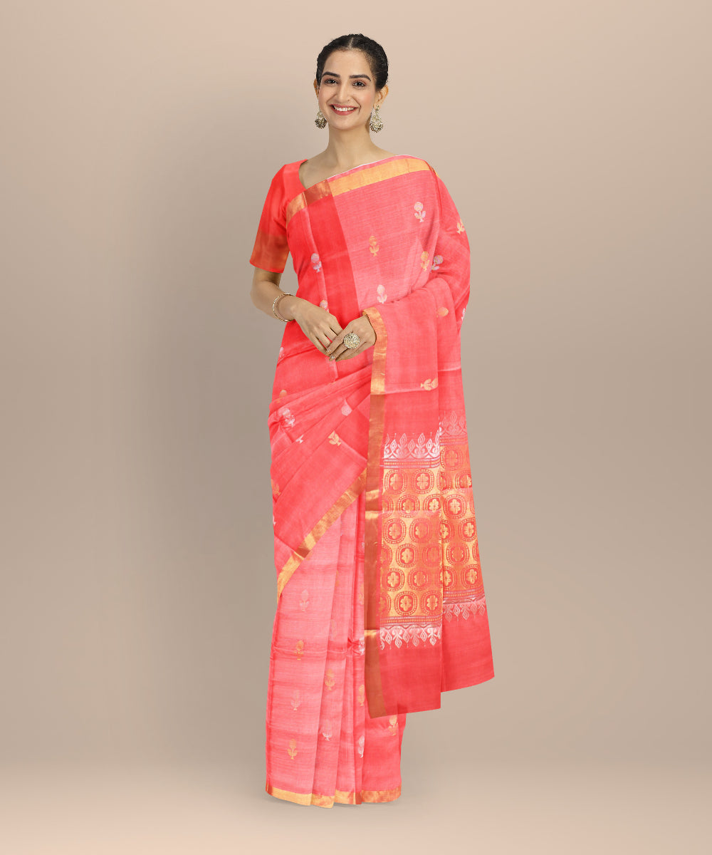 Orange tussar silk handwoven chhattisgarh saree