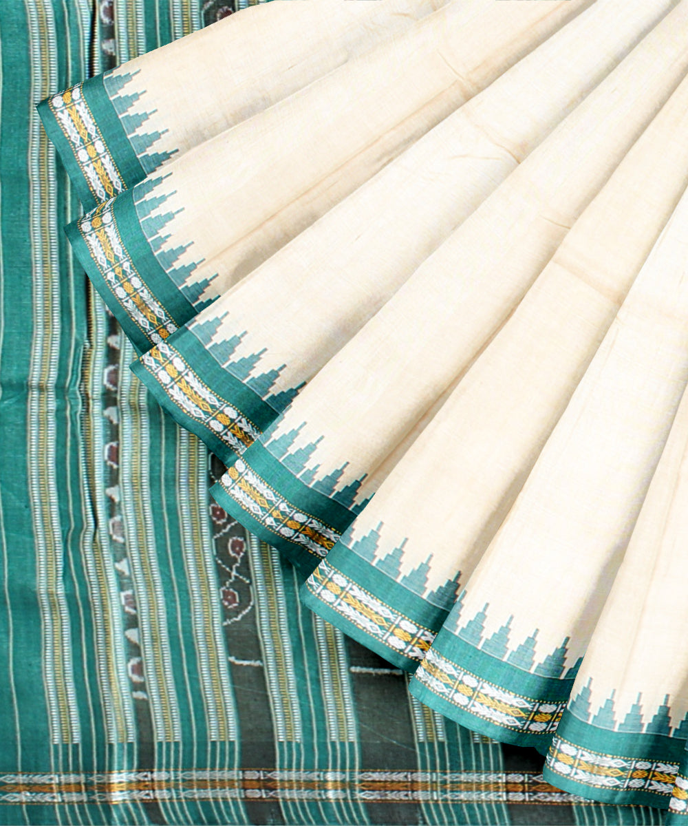 Cream tussar silk handwoven chhattisgarh saree