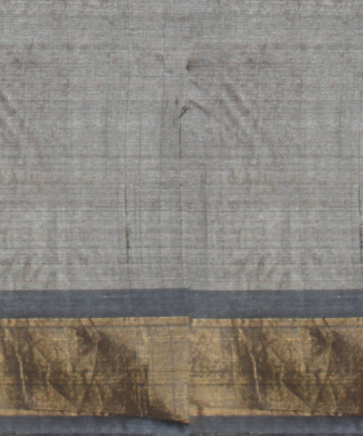 Beige black tussar silk handwoven chhattisgarh saree