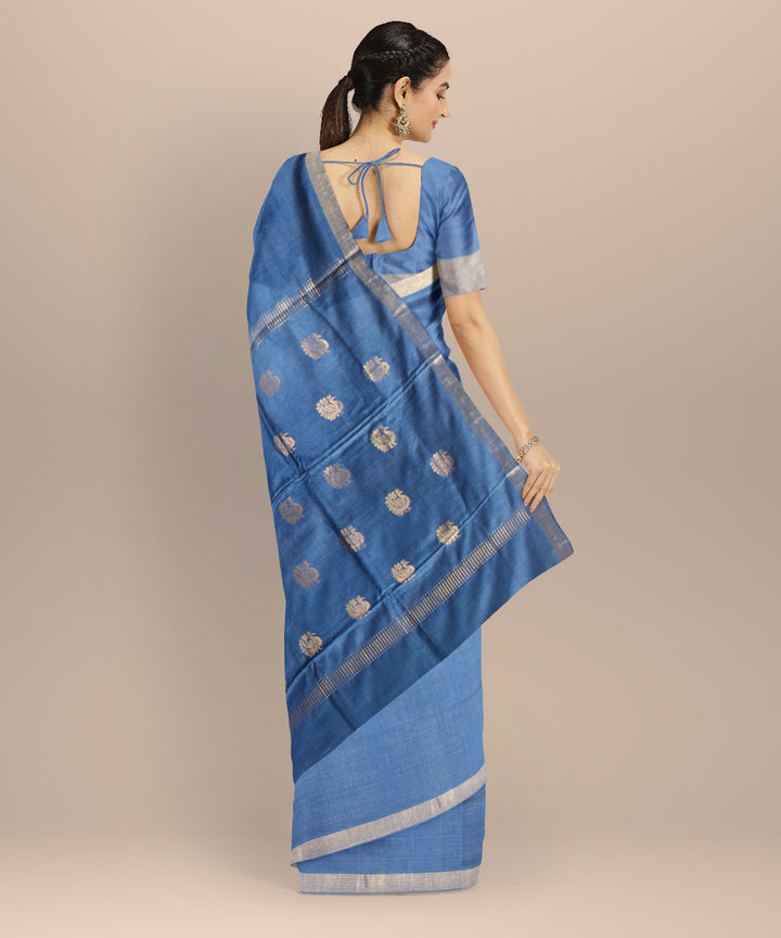 Navy blue tussar silk handwoven chhattisgarh saree