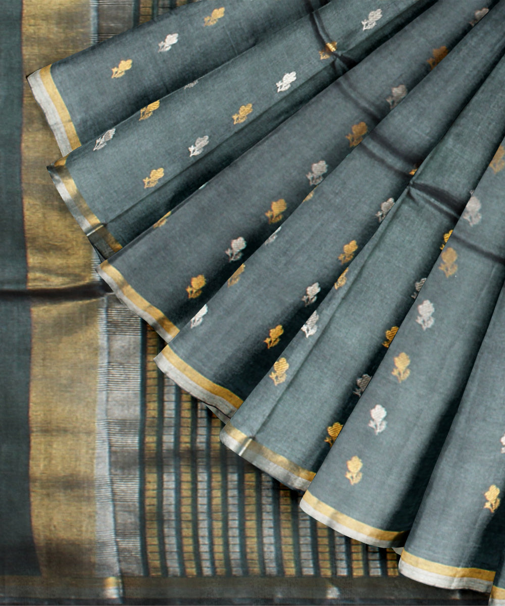 Grey tussar silk chhattisgarh handloom saree