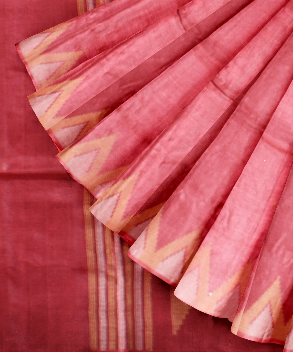 Peach tussar silk handwoven chhattisgarh saree