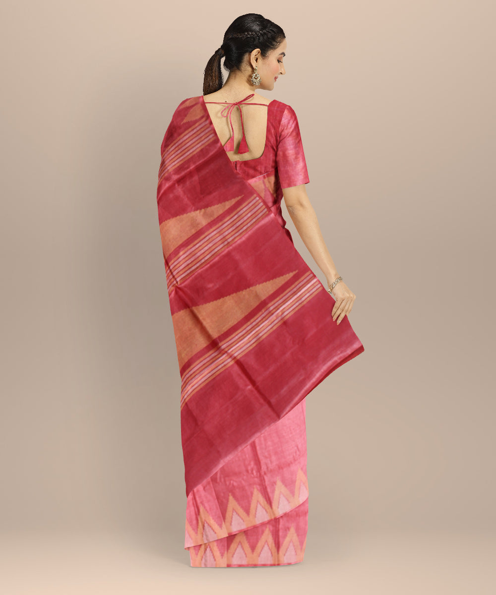 Peach tussar silk handwoven chhattisgarh saree