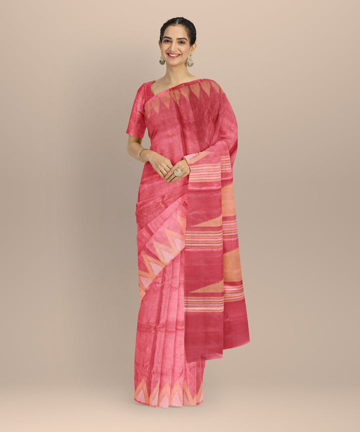 Peach tussar silk handwoven chhattisgarh saree