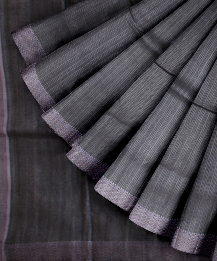 Grey tussar silk handwoven chhattisgarh handloom saree