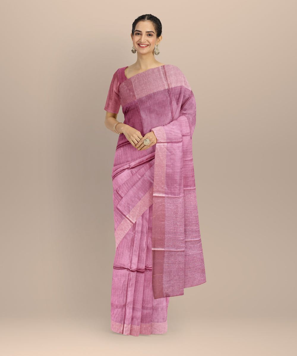 Pink tussar silk handwoven chhattisgarh saree