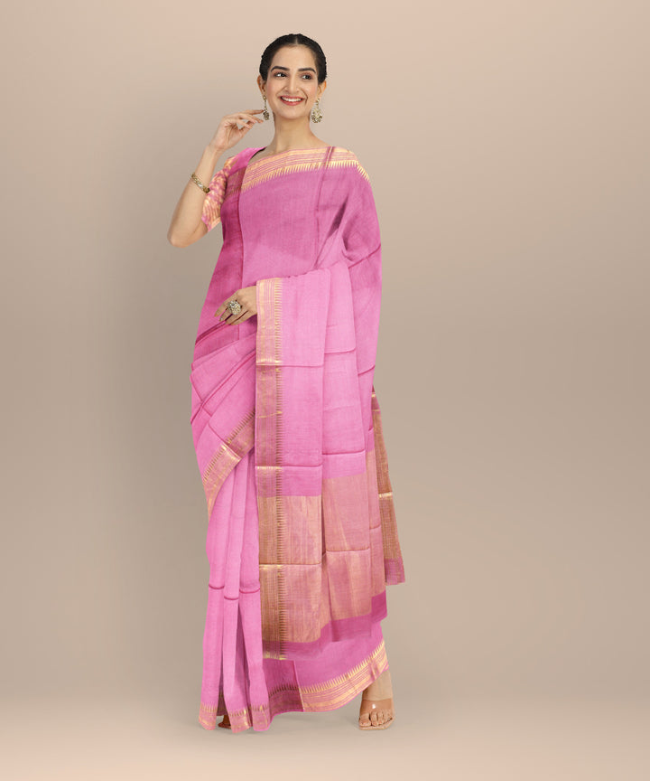 Pink tussar silk chhattisgarh handloom saree