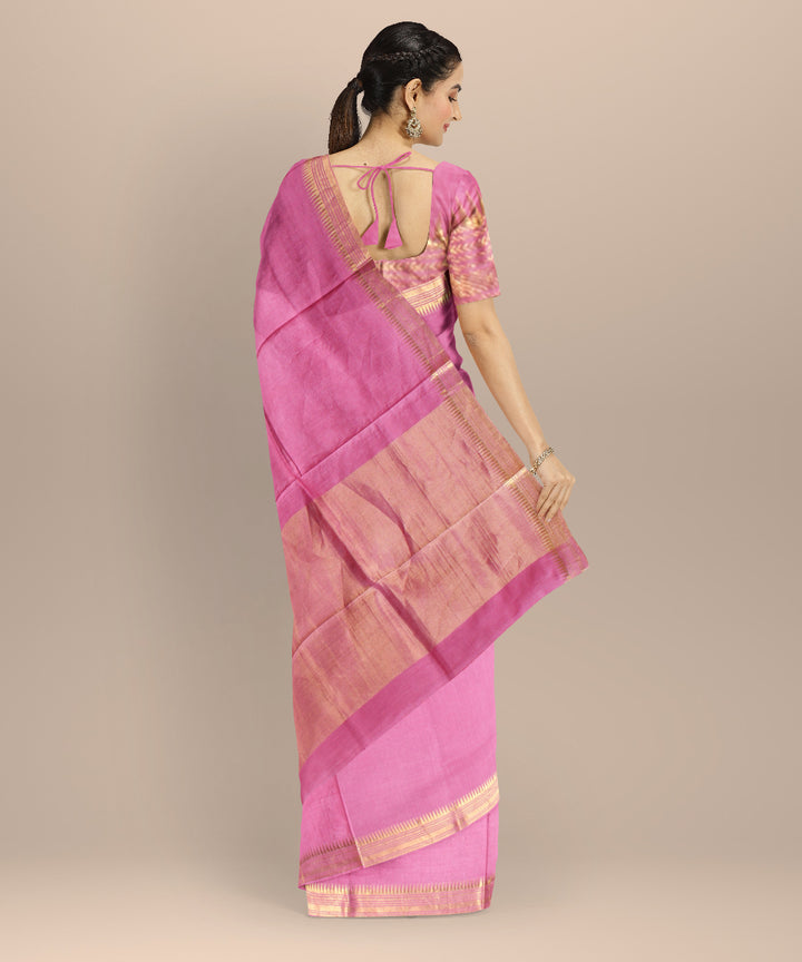 Pink tussar silk chhattisgarh handloom saree