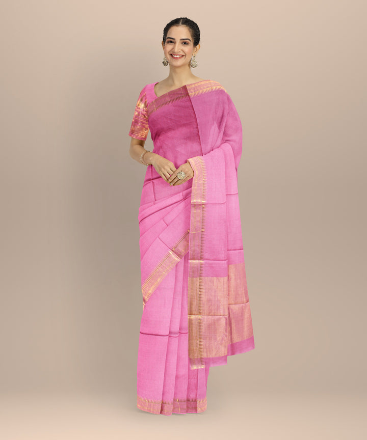 Pink tussar silk chhattisgarh handloom saree