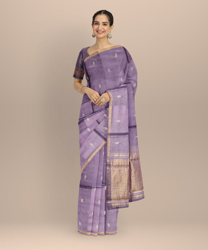 Purple thread work tussar silk chhattisgarh handloom saree