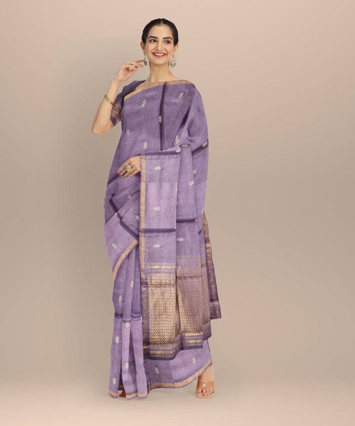 Purple thread work tussar silk chhattisgarh handloom saree