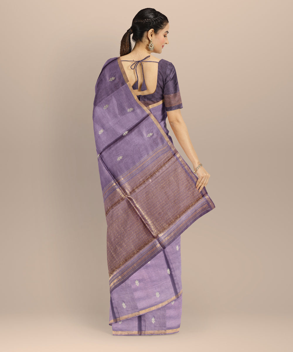 Purple thread work tussar silk chhattisgarh handloom saree