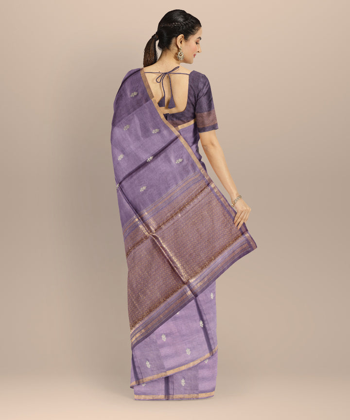Purple thread work tussar silk chhattisgarh handloom saree