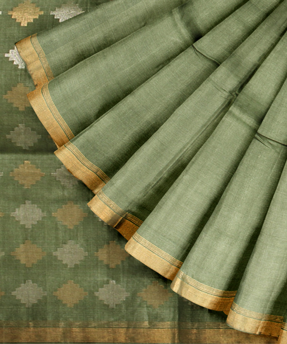 Light green mustard tussar silk chhattisgarh handloom saree
